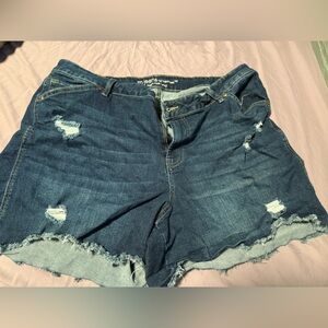 Maurices Dark Blue Ripped‎ Jean Shorts